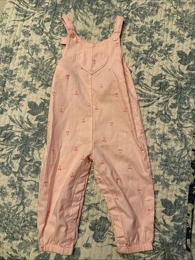 Carter’s Pink Cherry Print Baby Overalls - Heart Pocket